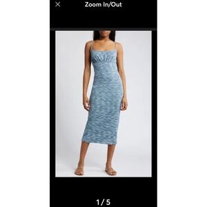 Rip Curl Bobbi Space Dye cotton blend rib dress in blue size XS